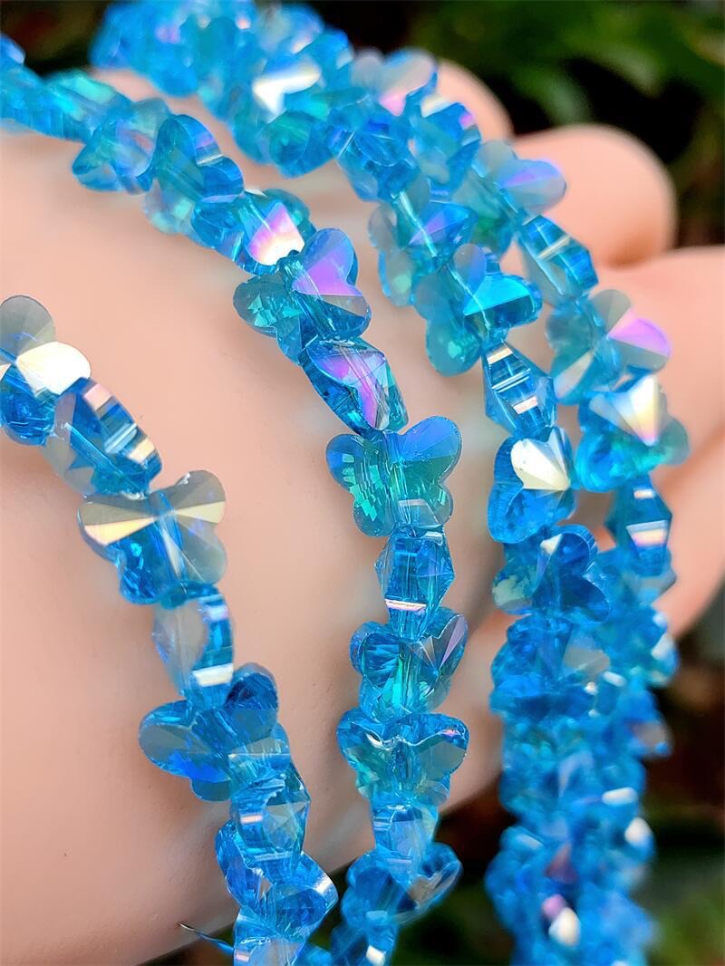 10mm crystal butterfly beaded electroplated AB color straight-hole glass beads diy bracelet, necklace and earrings material detail image 11