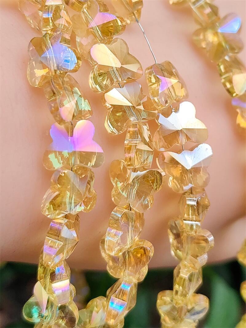 10mm crystal butterfly beaded electroplated AB color straight-hole glass beads diy bracelet, necklace and earrings material detail image 5