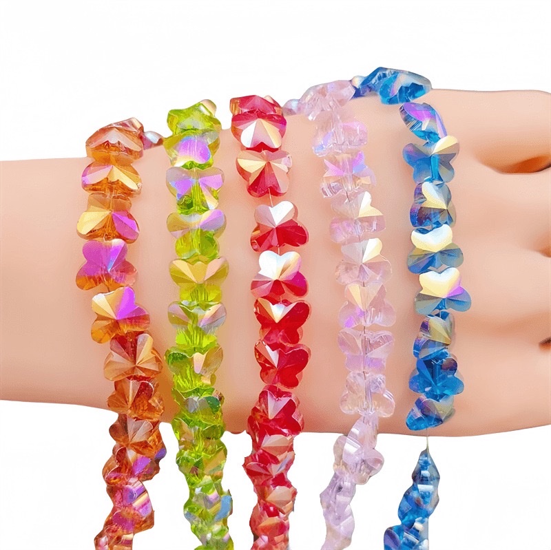 10mm crystal butterfly beaded electroplated AB color straight-hole glass beads diy bracelet, necklace and earrings material Specification image