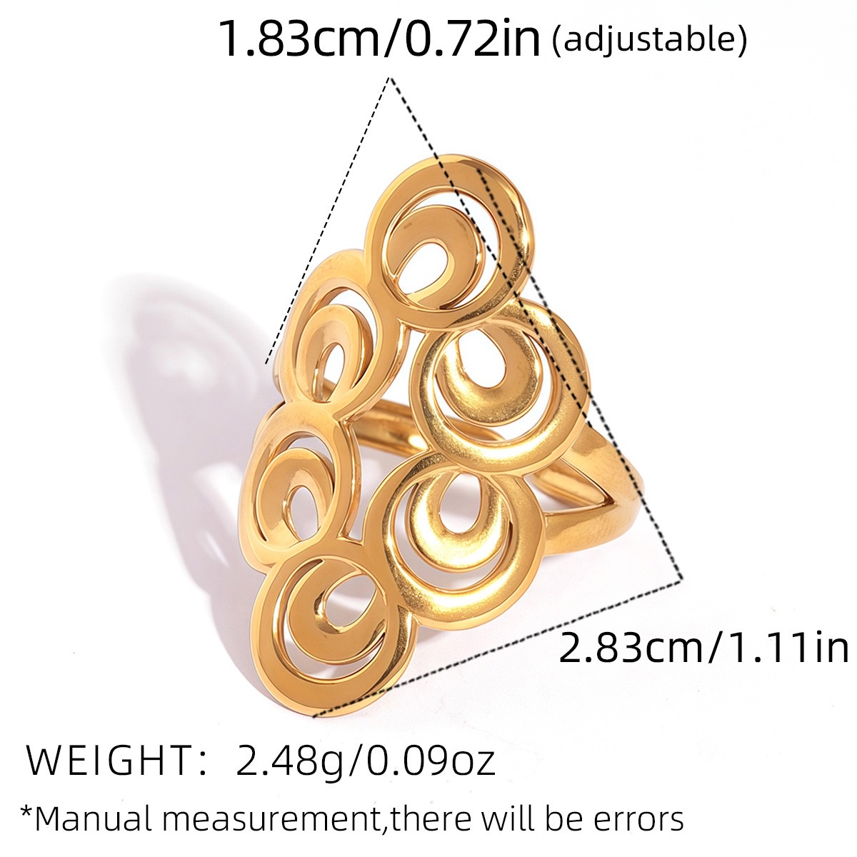 欧美跨境饰品不锈钢几何多圆开口戒指简约时尚个性设计感手饰批发 详情图5