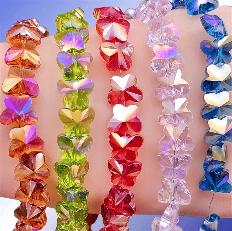 10mm crystal butterfly beaded electroplated AB color straight-hole glass beads diy bracelet, necklace and earrings material detail image 2