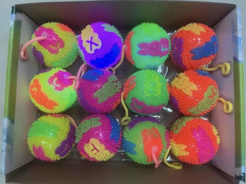 热卖闪光弹力球，按摩发光球带口哨字母小兔球 地摊热卖，跨境热卖产品