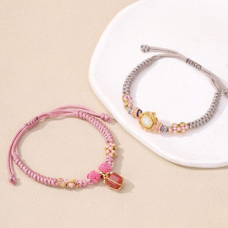 桃花结半成品手绳手链手链女款不规则百搭红绳详情图2