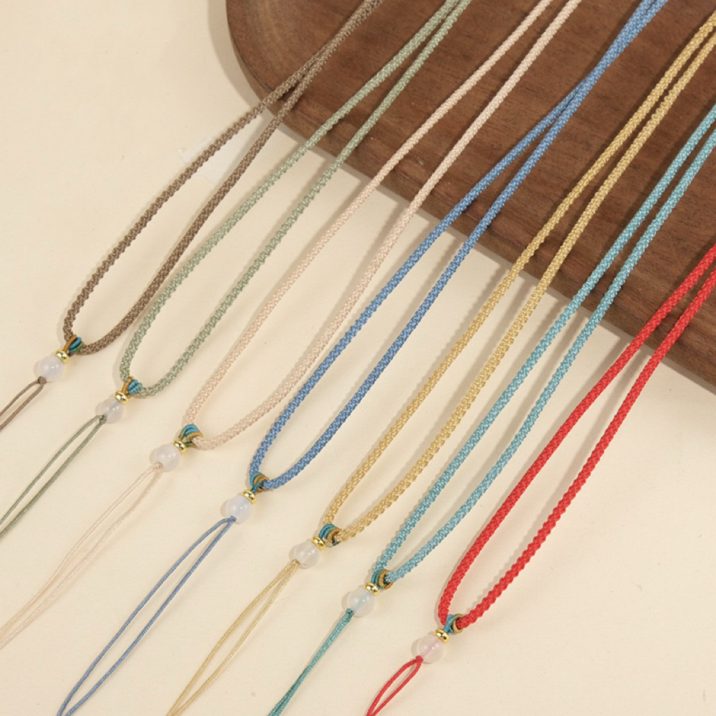 2mm菠萝绳拉圈项链绳挂件绳子颈饰品锁骨链小众轻奢