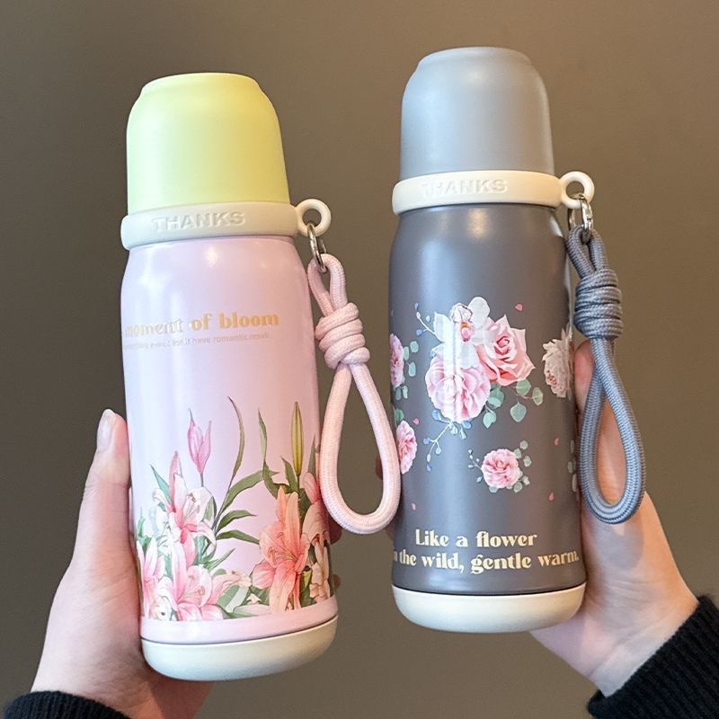 New type of insulated cup for girls, portable, high appearance level, stainless steel water cup, water bottle, car, large capacity, dopamine, genuine details Picture
