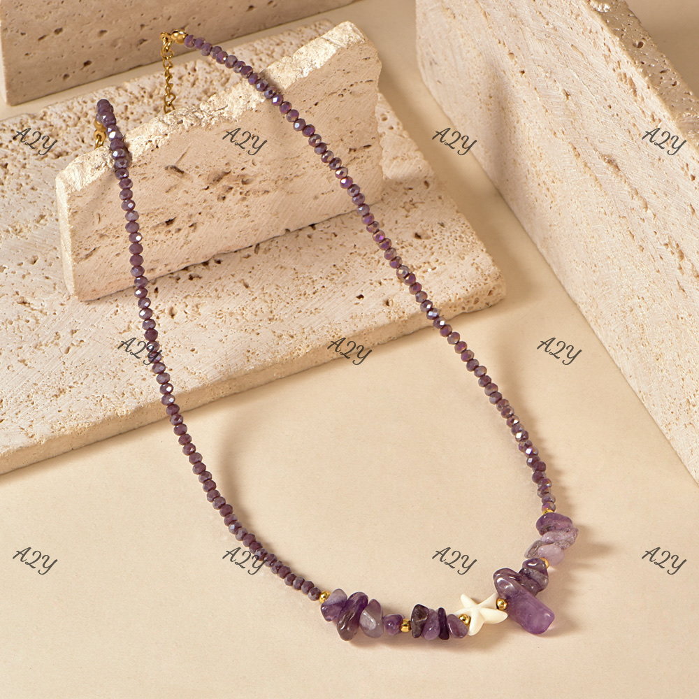 Stainless steel, copper, gold-plated, natural stone and crystal necklaces in a popular seaside vacation style details Picture