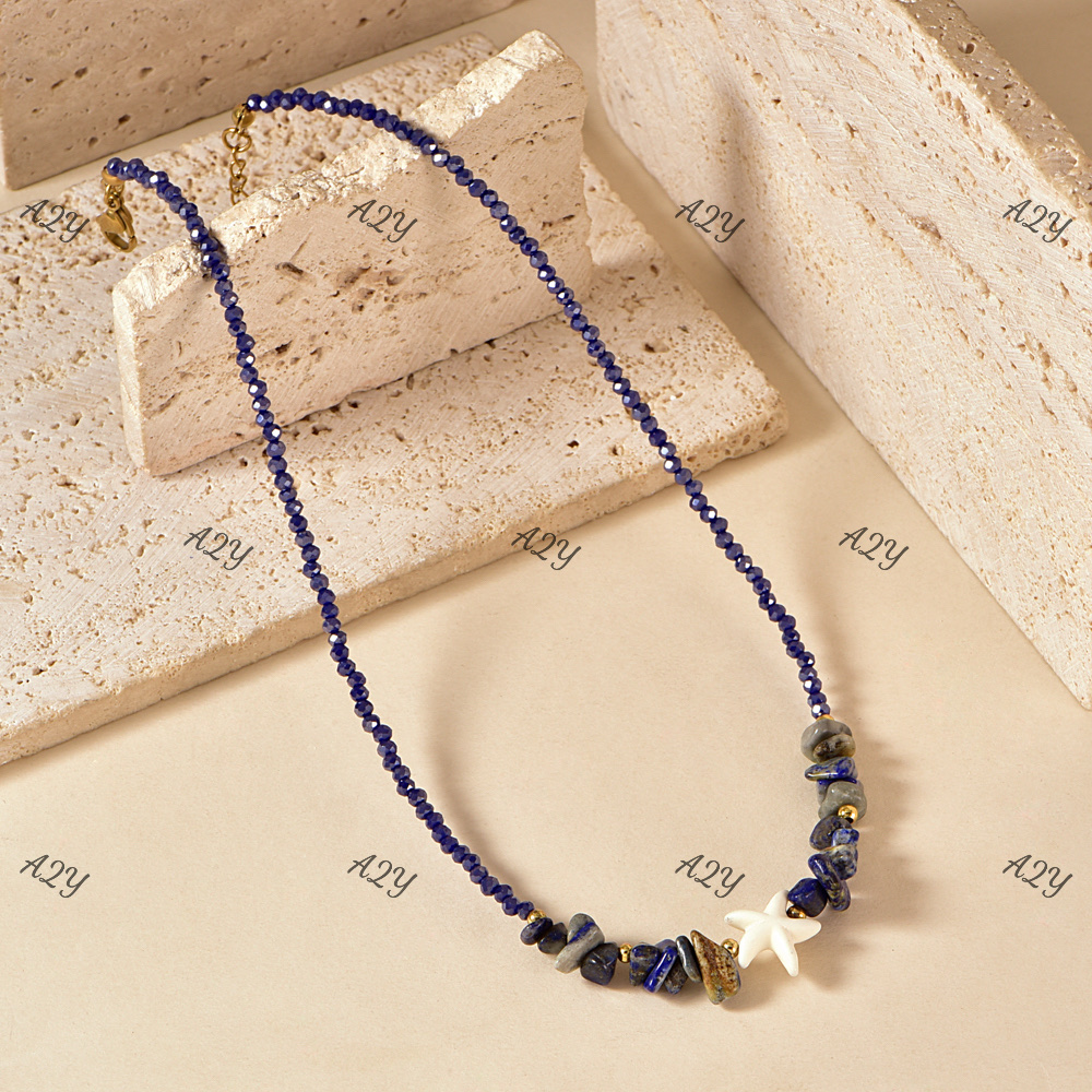 Stainless steel, copper, gold-plated, natural stone and crystal necklaces in a popular seaside vacation style Application Scenario