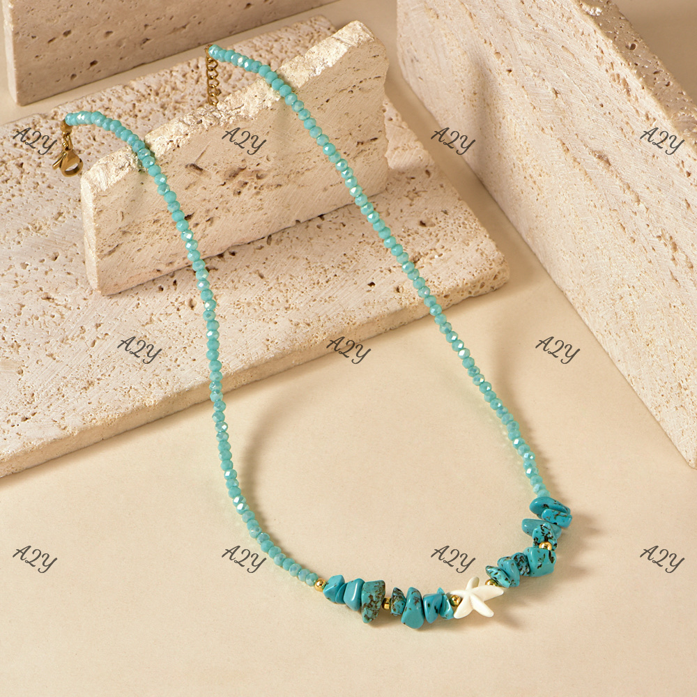 Stainless steel, copper, gold-plated, natural stone and crystal necklaces in a popular seaside vacation style Specification image
