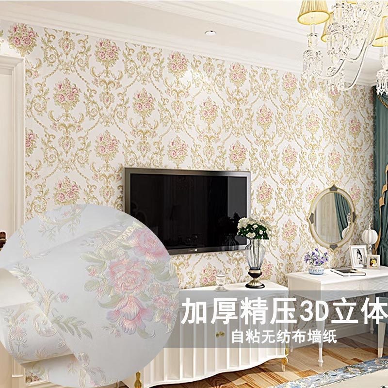 Self-adhesive wallpaper, modern thickened non-woven fabric wallpaper, living room TV background, 3d stereoscopic bedroom, warm wall stickers, paper factory detail image 4