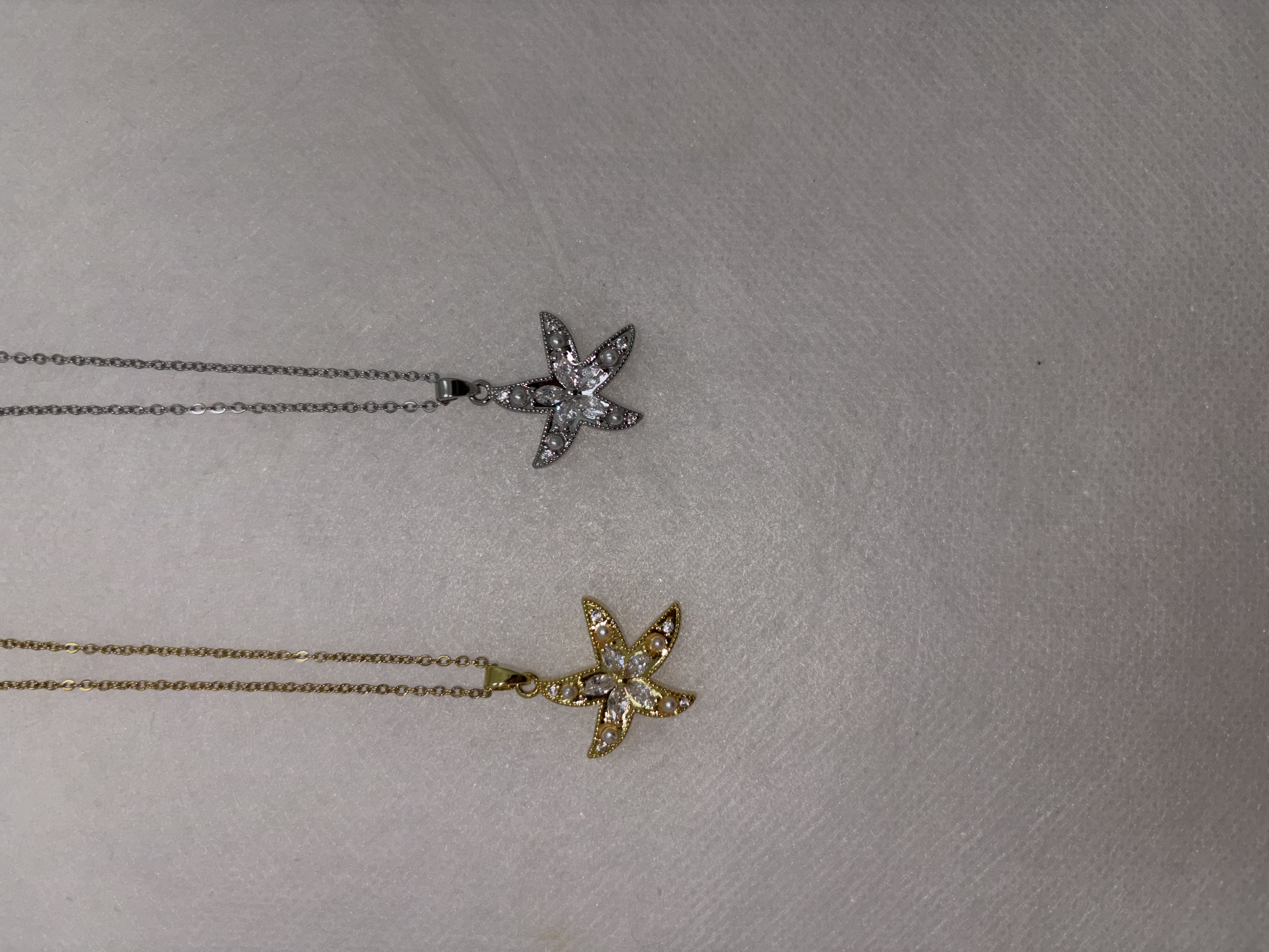 海星珍珠项链高级感气质百搭吊坠锁骨链轻奢小众设计颈链珍珠链条女款拼接气质