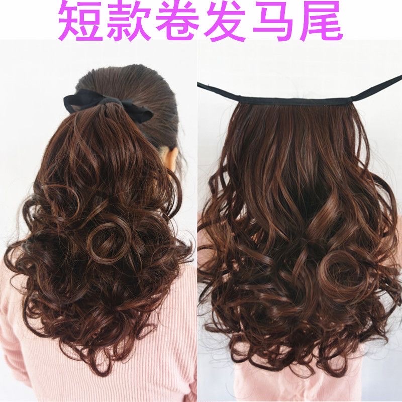 夹子假发，蝴蝶结假发假发假发COS假发人发假发白底实物图