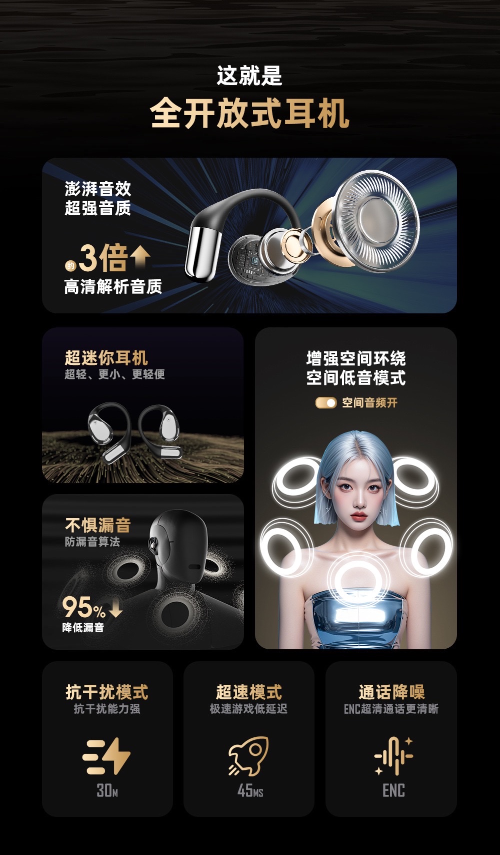 2026 New Cross-border Bluetooth Headphones X5S over-ear Bluetooth V6.0 Cross-border Private mold AI Translation Bluetooth headphones details Picture