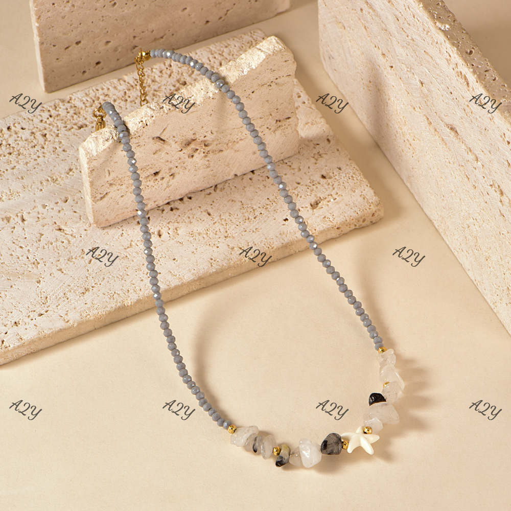 Stainless steel, copper, gold-plated, natural stone and crystal necklaces in a popular seaside vacation style Item Picture