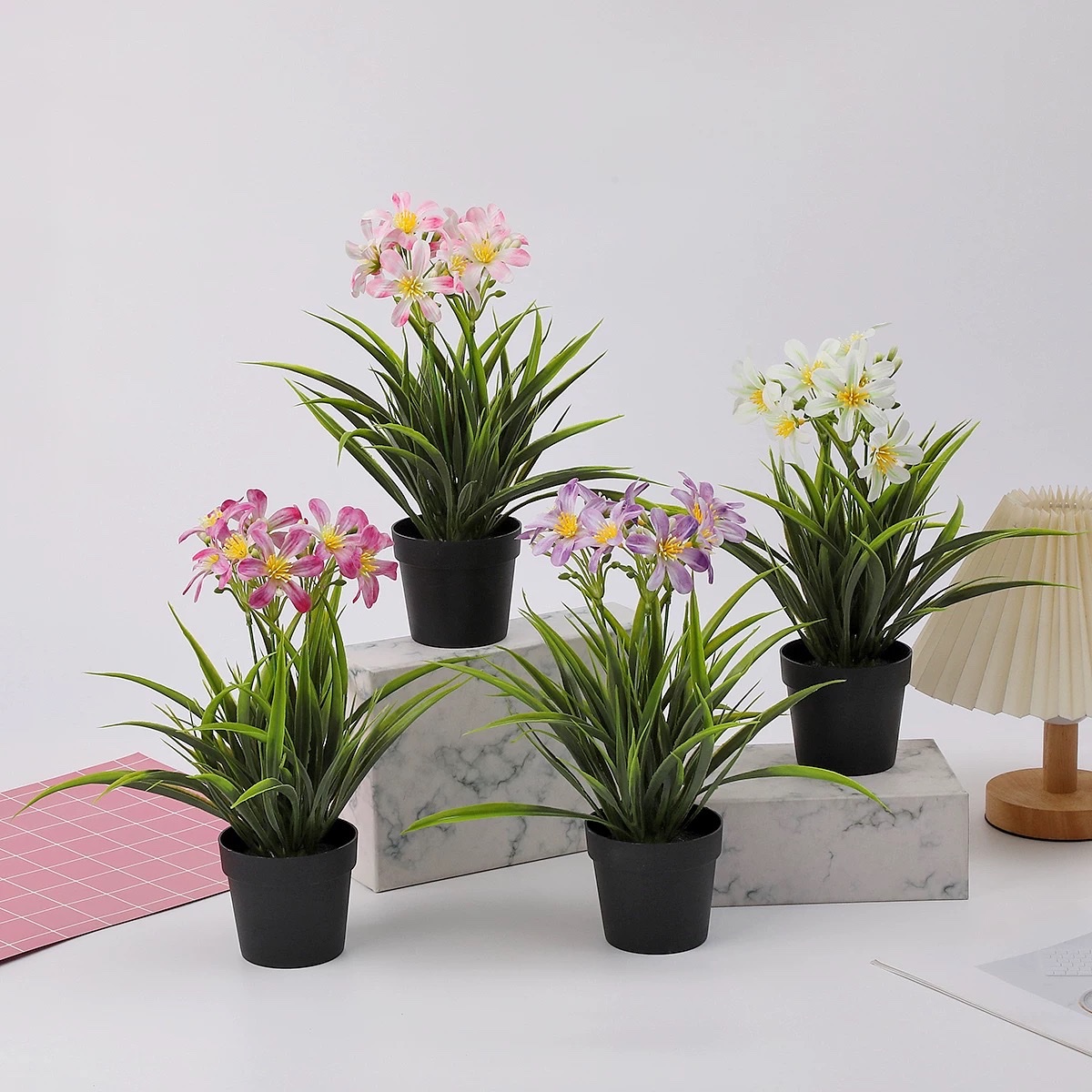 Artificial flowers, artificial flowers, potted orchids, indoor living room, dining table, tabletop decoration, floral art, home furnishings with POTS
