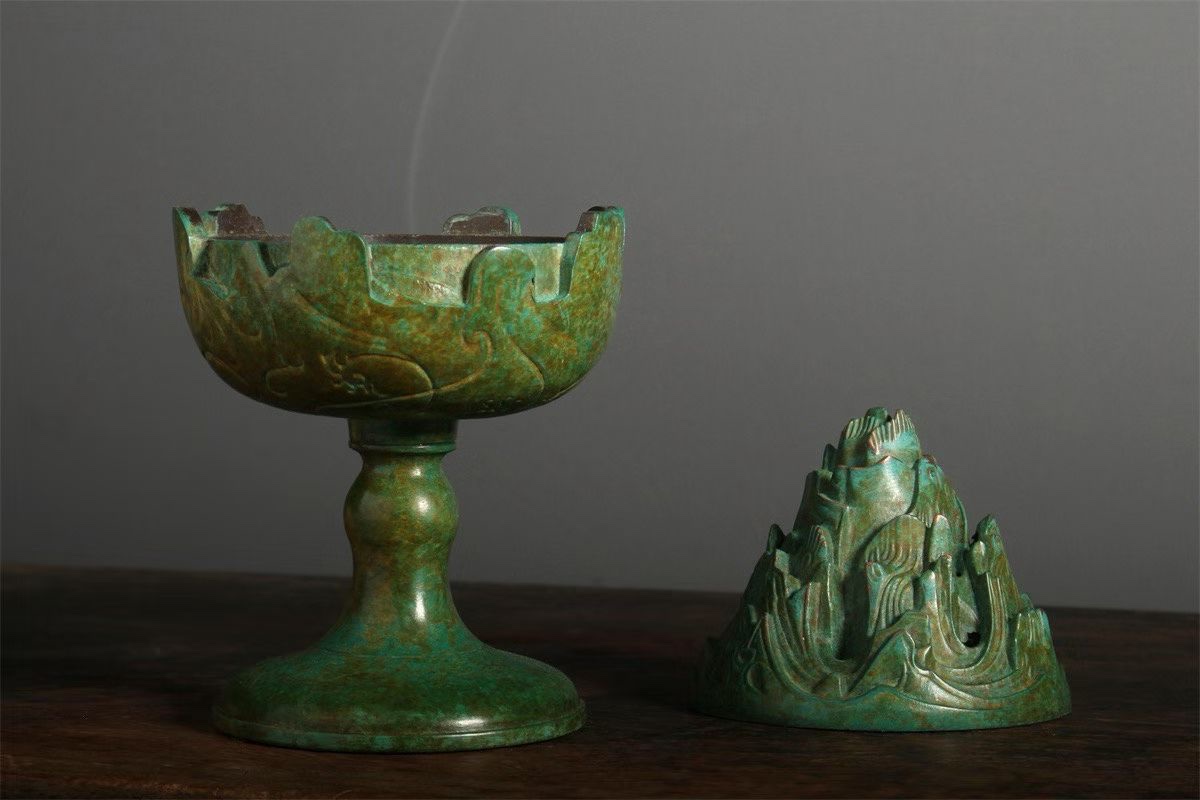 铜香炉，博山炉，沉香，檀香炉盘香炉卧香炉香插倒流香中东香炉香炉香薰炉带香插的线香盒线香盘香中东香炉合金香炉详情图2