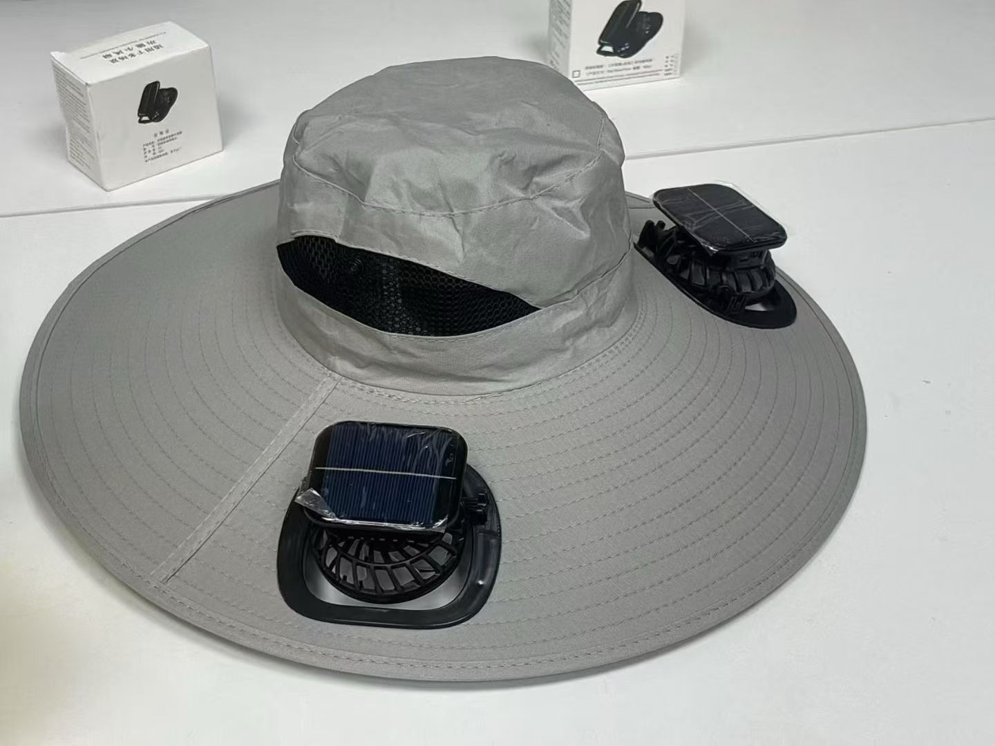 太阳能风扇帽子户外散热帽户外钓鱼遮阳散热风扇帽产品图