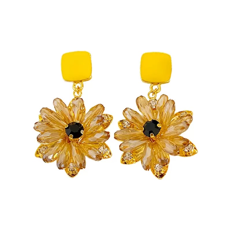 新款潮小雏菊水晶花朵耳环气质高级感小清新耳钉轻奢小众时尚耳饰 详情图5