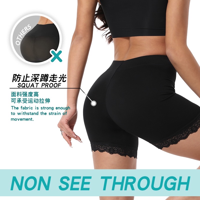European and American cross-border large-sized safety pants, modal lace lace-trimmed tight shorts, anti-glare base layer and overweight underpants details Picture