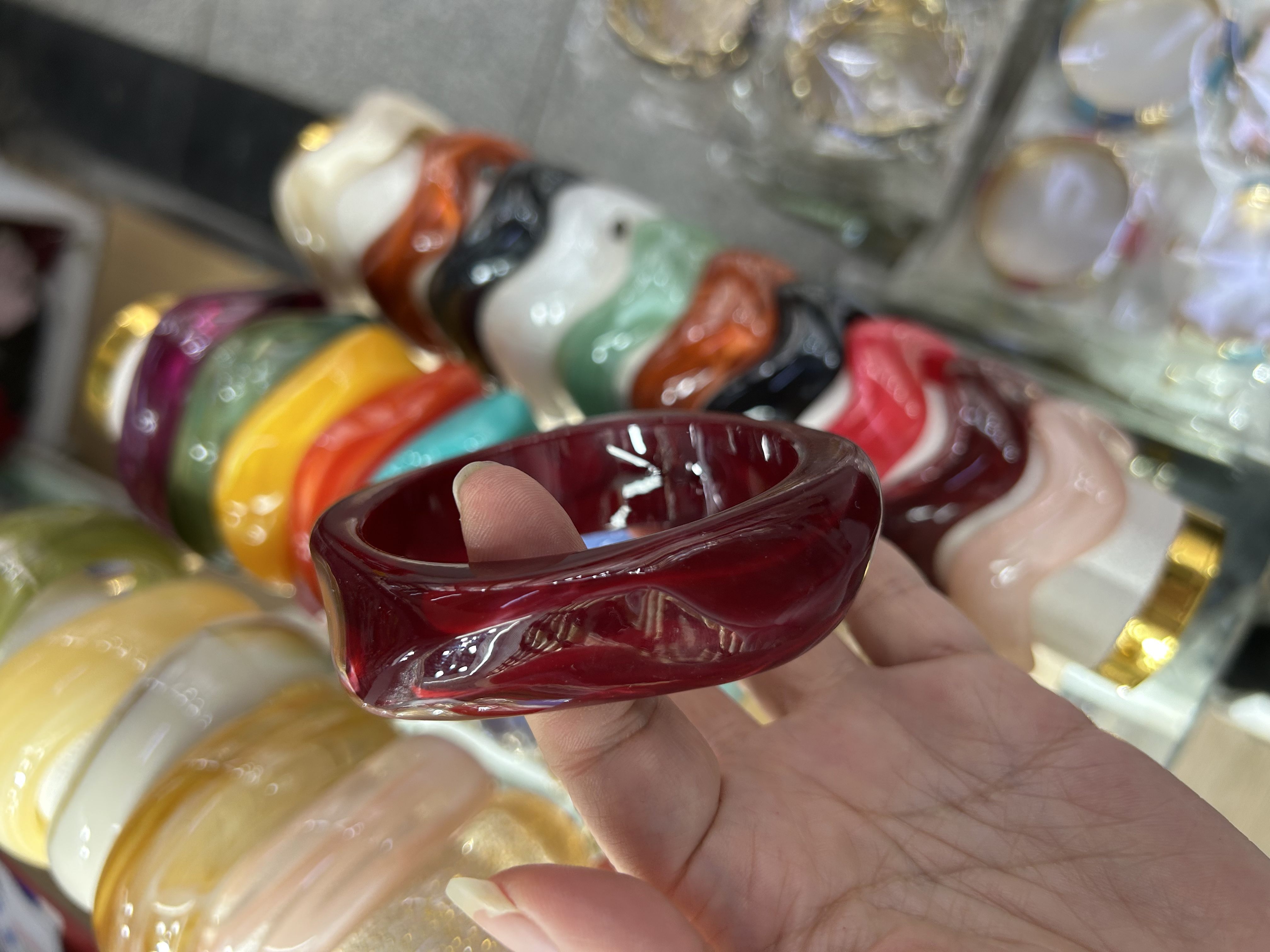 树脂铭心饰品铜微镶不规则手链女款水晶能量手串产品图