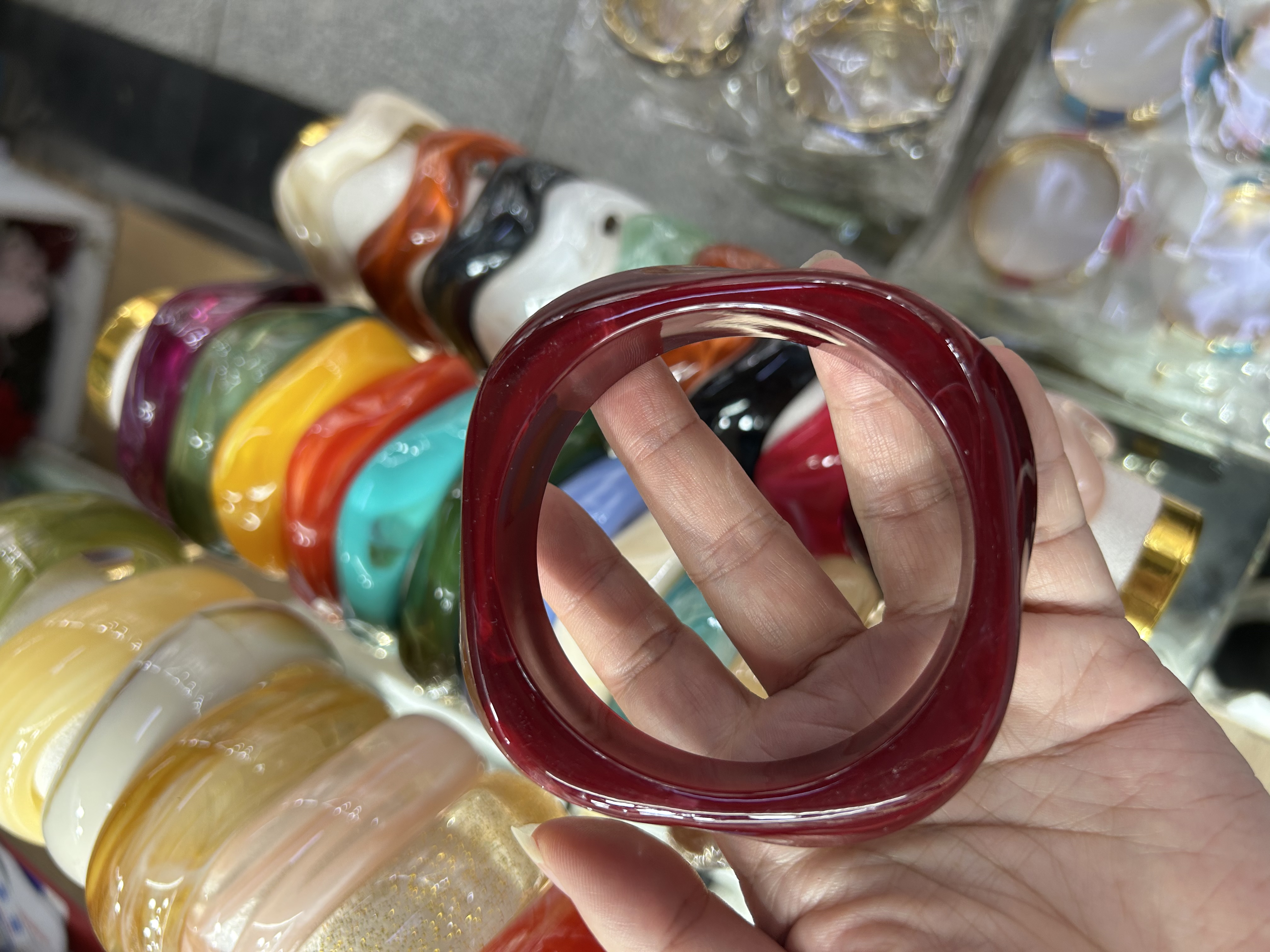 树脂铭心饰品铜微镶不规则手链女款水晶能量手串