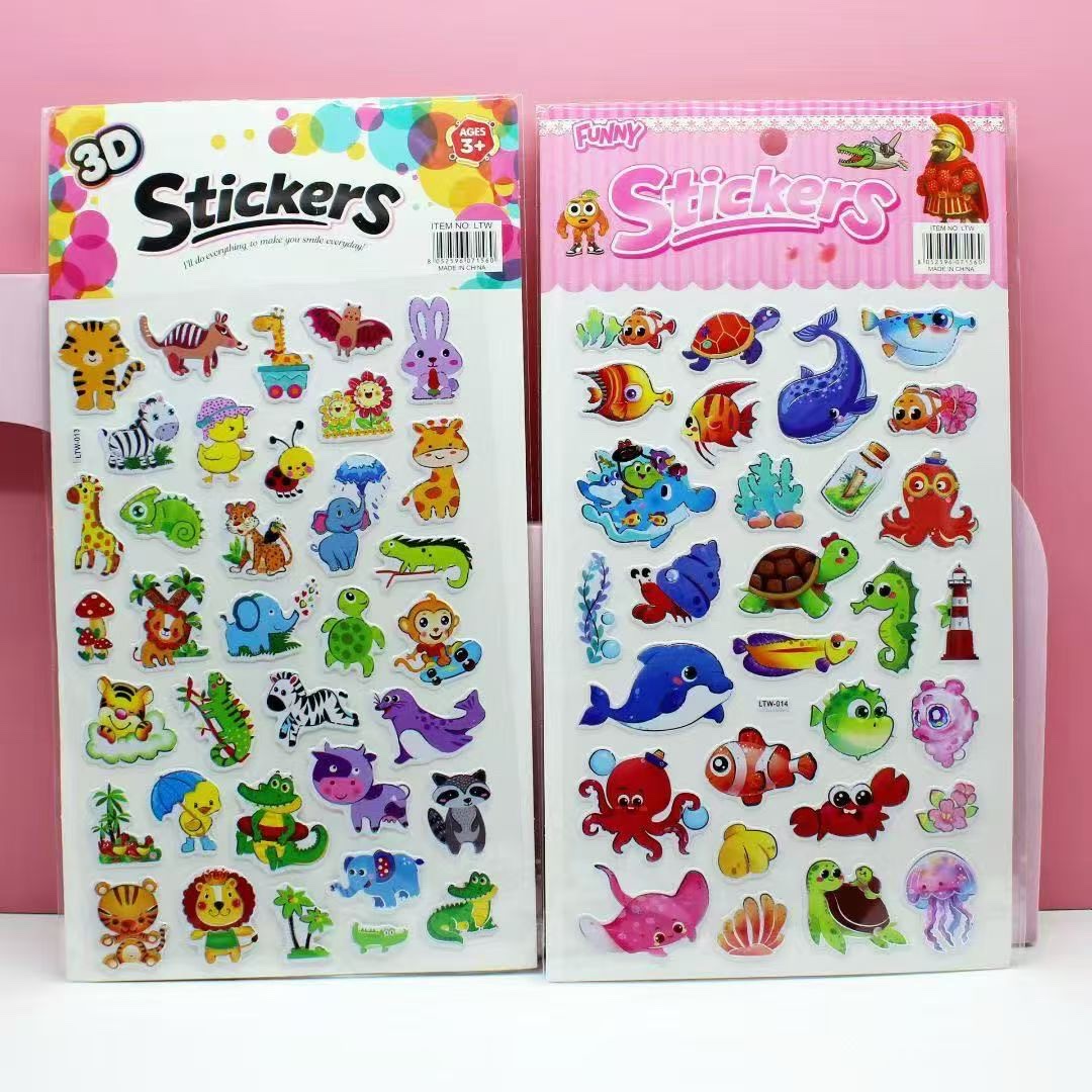 3D浮雕卡通手账换装贴纸3D立体贴纸，芙蓉皮泡贴