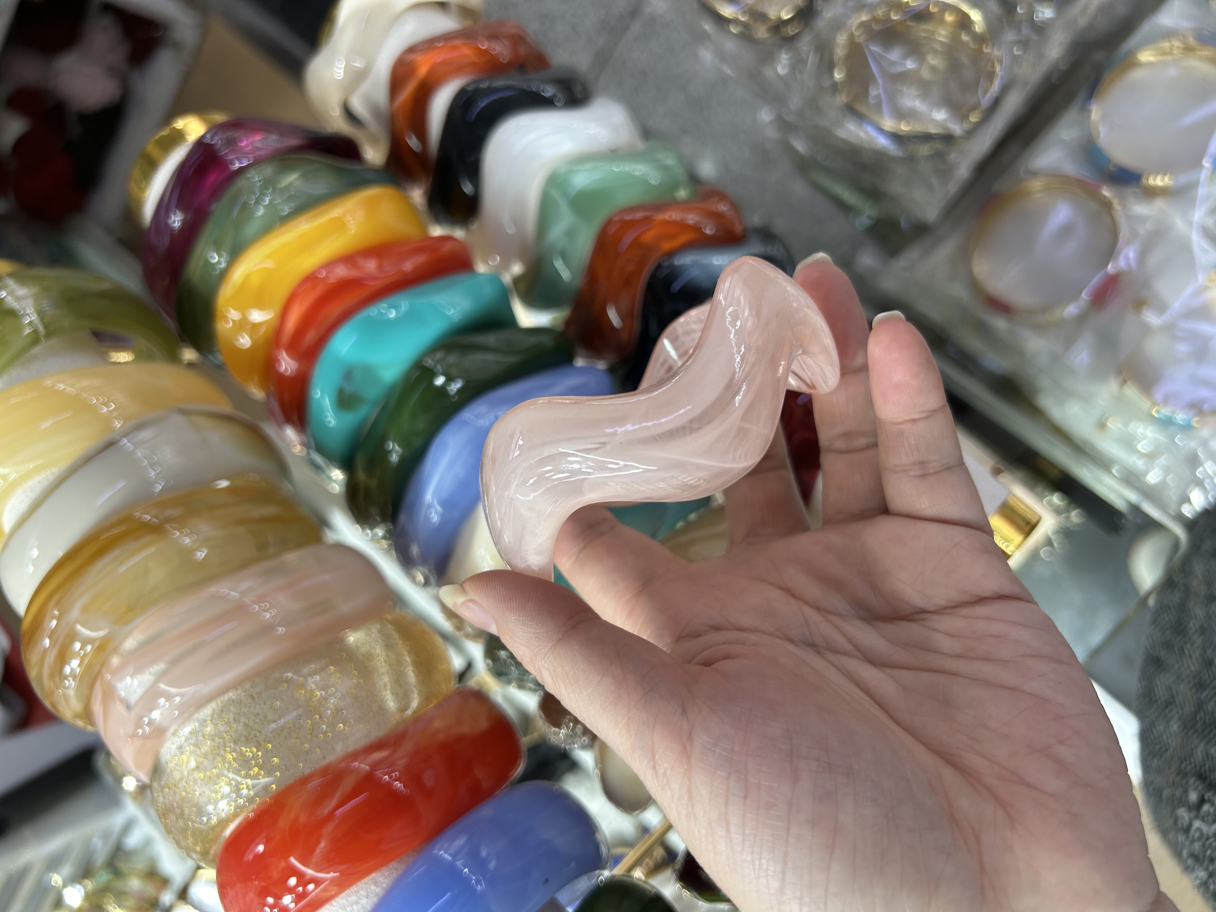 树脂铭心饰品铜微镶不规则手链女款水晶能量手环