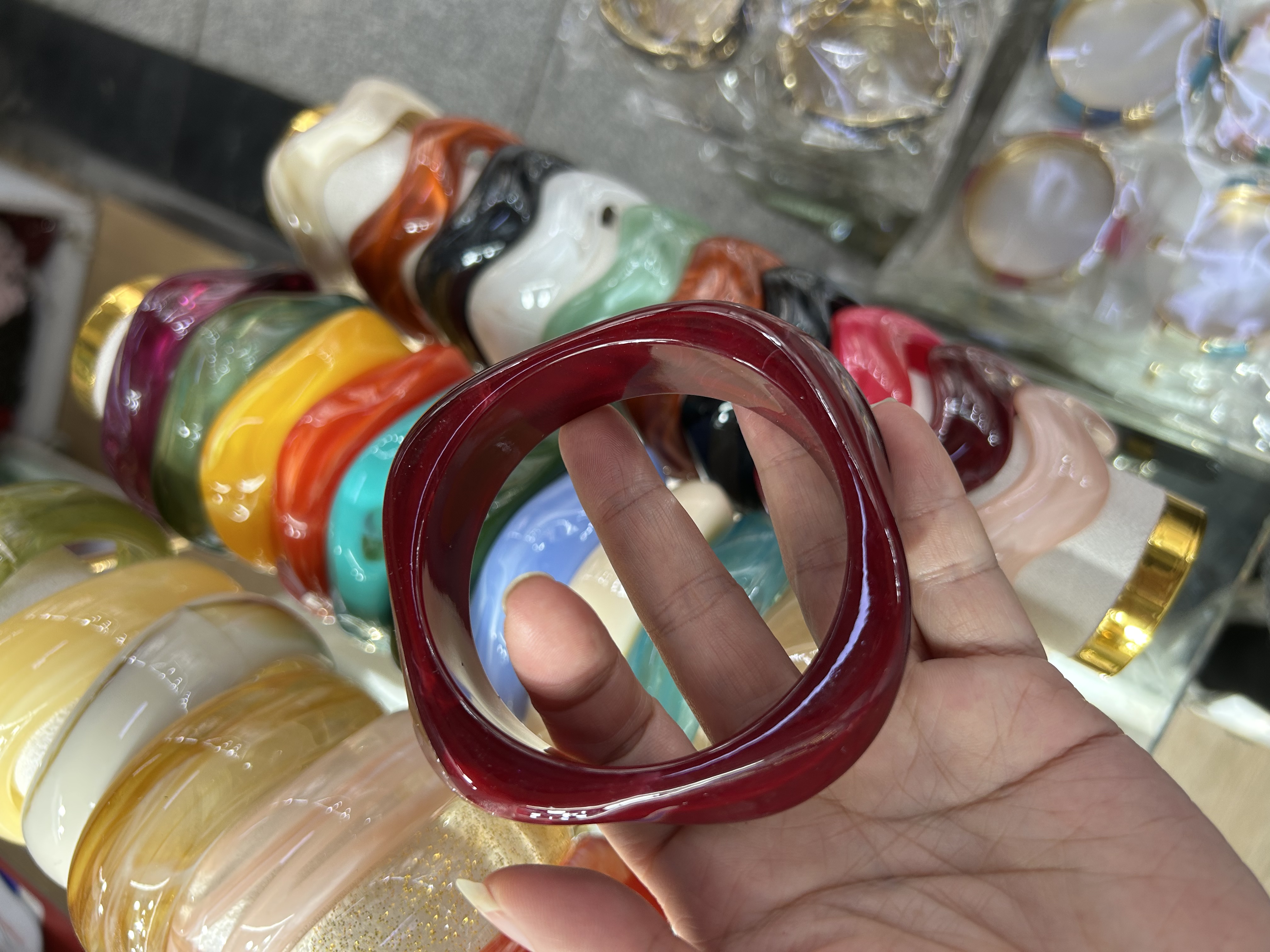 树脂铭心饰品铜微镶不规则手链女款水晶能量手串细节图