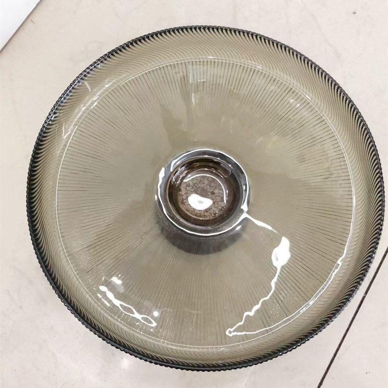 Wooden base, glass plate, transparent glass plate, smoke grey glass plate, household fruit plate detail image 4