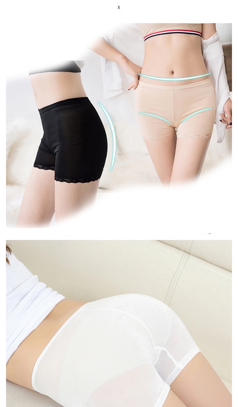 Summer safety pants, ice silk women's large-sized safety pants, cool and anti-glare base, lace trim, three-inch pants, thin style detail image 8