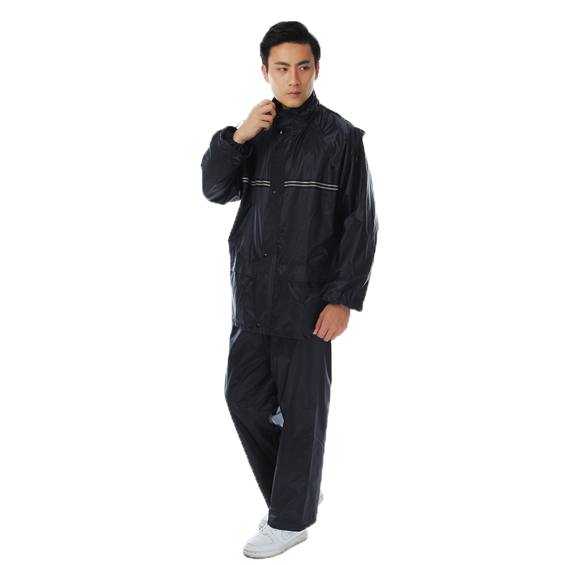 Black raincoat set, windproof and waterproof thickened version, suitable for spring and autumn