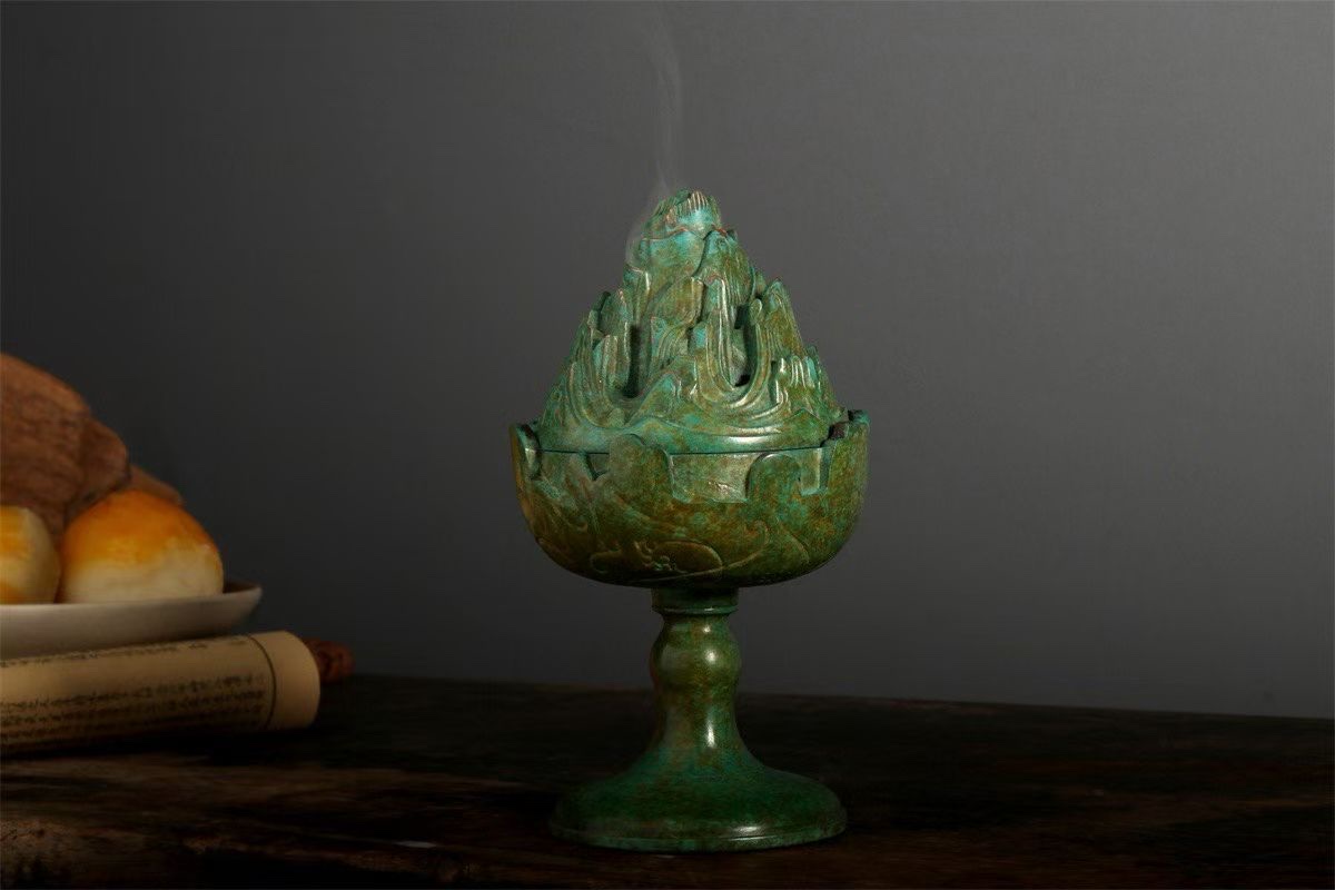 铜香炉，博山炉，沉香，檀香炉盘香炉卧香炉香插倒流香中东香炉香炉香薰炉带香插的线香盒线香盘香中东香炉合金香炉详情图7