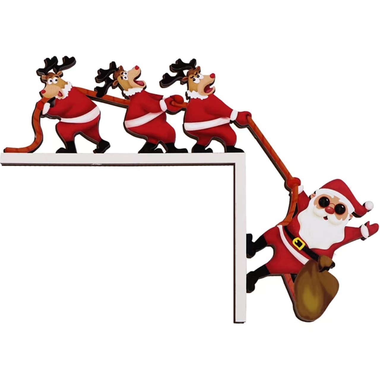 跨境创意圣诞节木质门框拐角装饰门角节日氛围布置雪人帽子圣诞老人详情图16