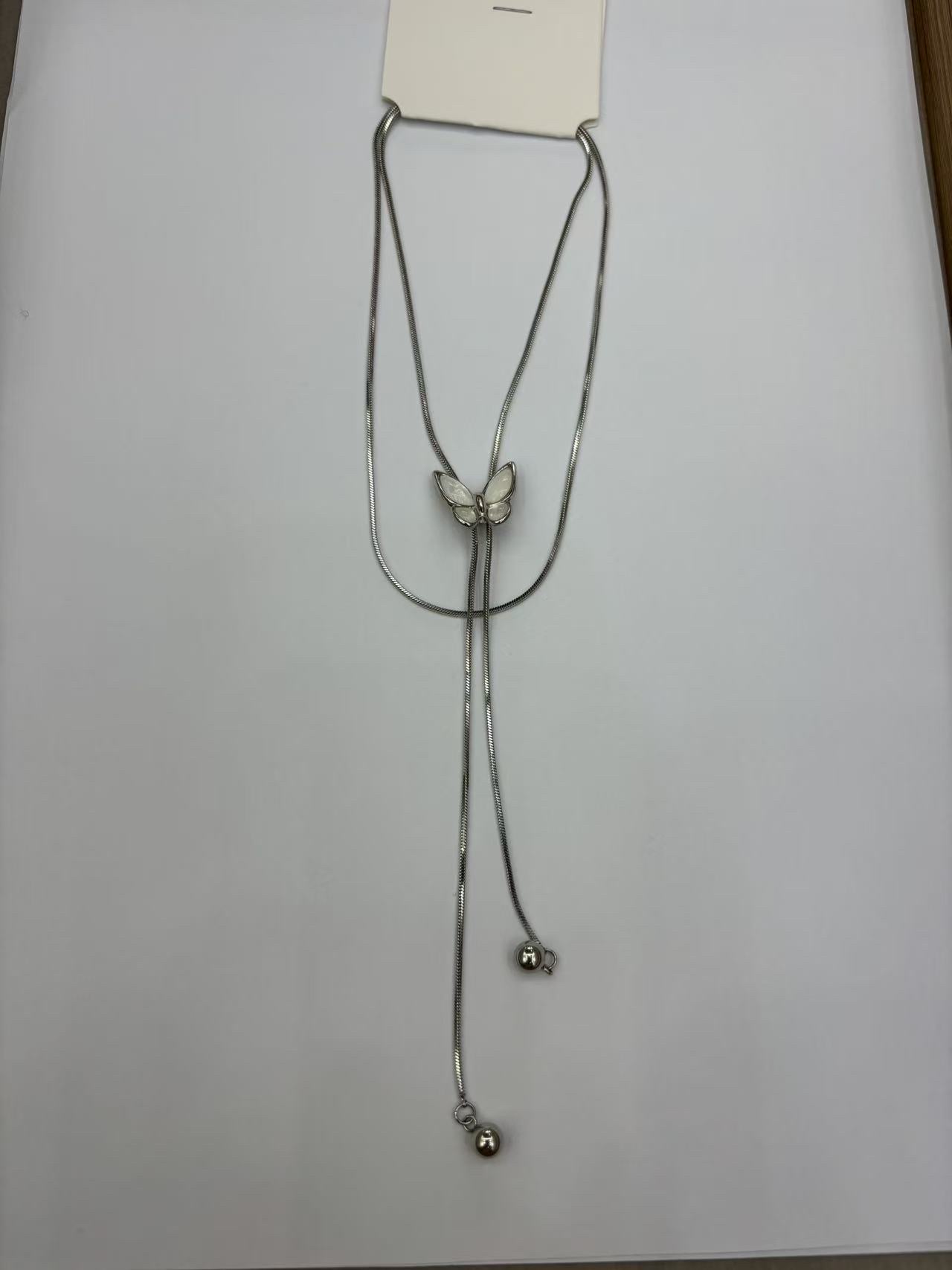 不锈钢可调节项链 ，贝壳蝴蝶项链简约时尚优雅产品图