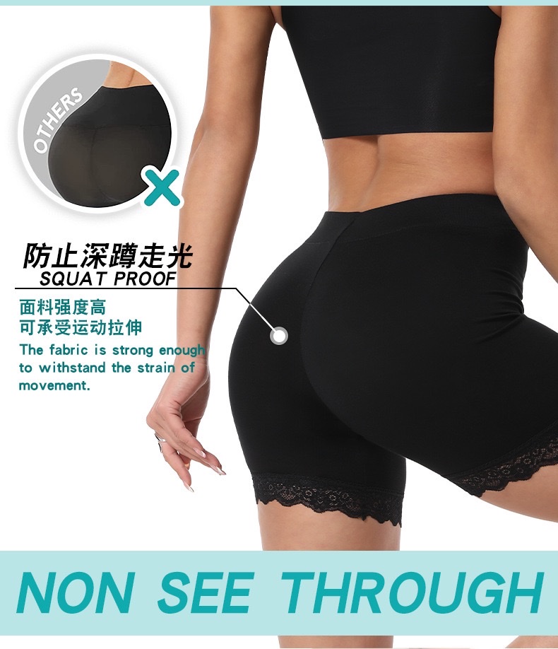 European and American cross-border large-sized safety pants, modal lace lace-trimmed tight shorts, anti-glare base layer and overweight underpants detail image 4
