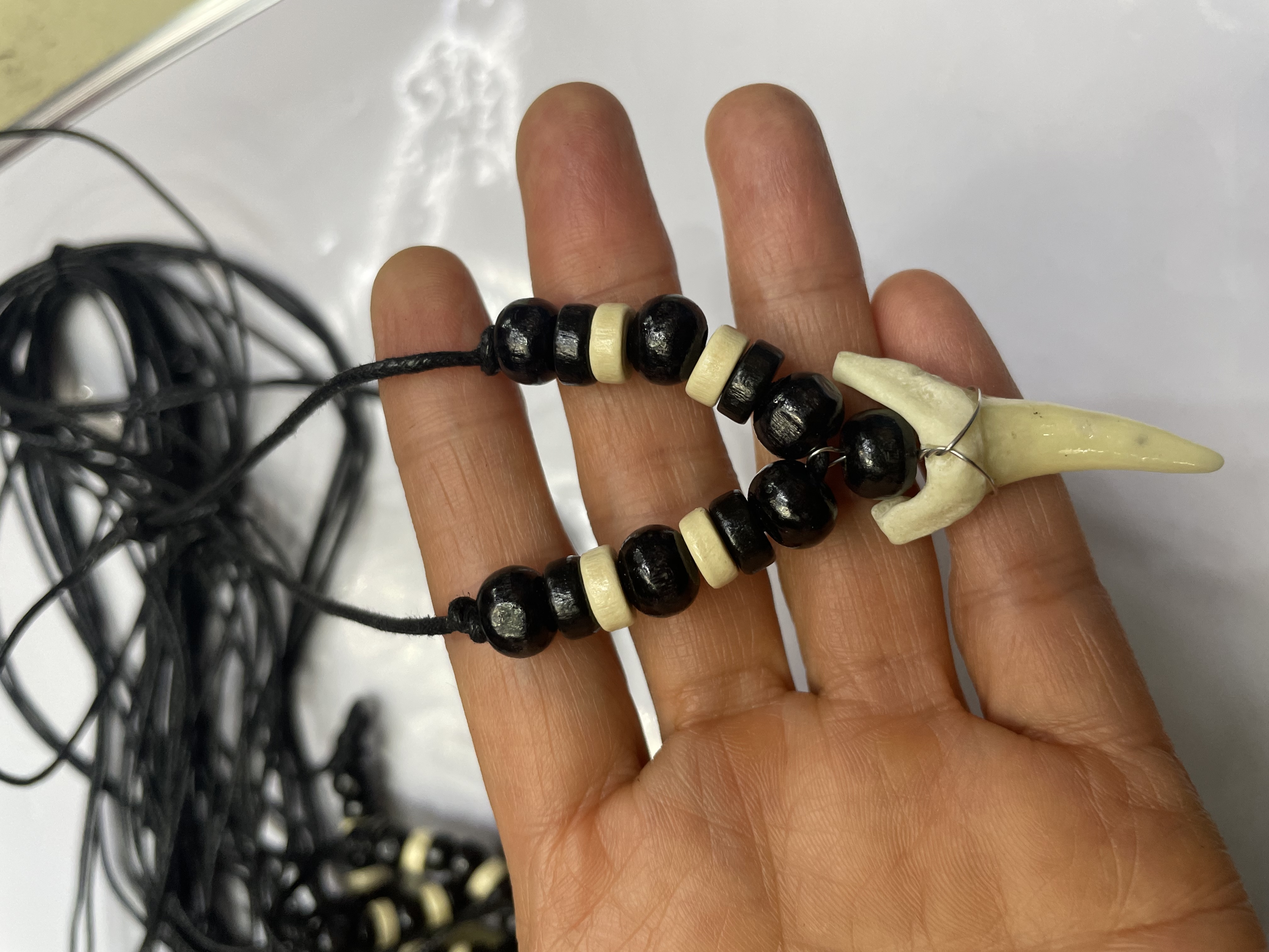 复古藏式仿狼牙鲨鱼牙齿项链男女部落民族风项饰波西米亚配饰品 01号白底实物图