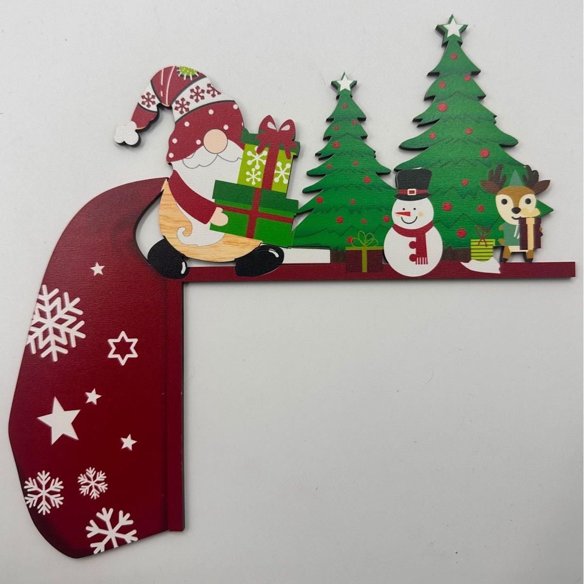 Cross-border creative Christmas wooden door frame corner decoration, festive atmosphere at the door corner arrangement, snowman hat Santa Claus Item Picture