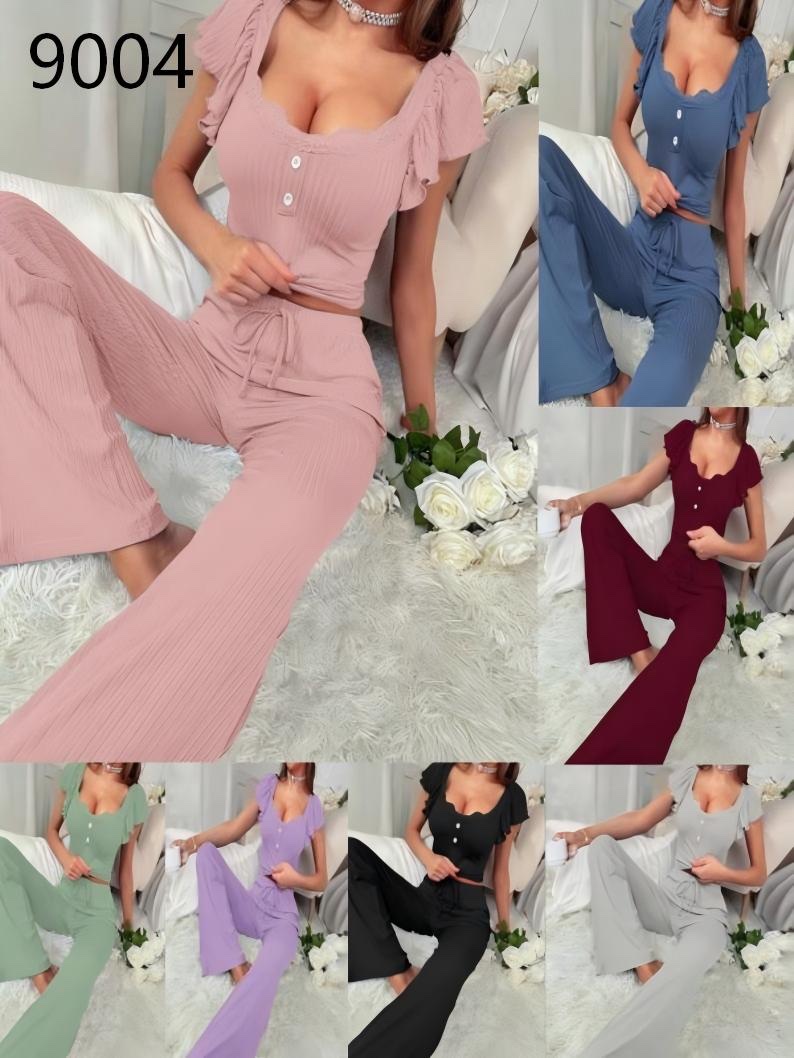 Pajama women's lace-trimmed halter pants, hot girl women's home wear two-piece set, light luxury pajama detail image 1