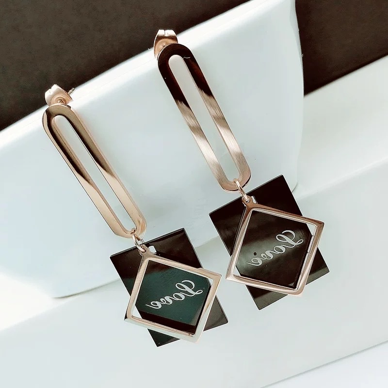 Exaggerated and slimming titanium steel earrings for European and American trendsetters, exuding a high-end feminine charm and a unique Korean style that is both elegant and versatile detail image 2