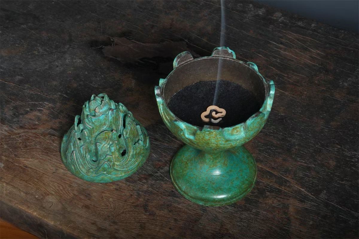 铜香炉，博山炉，沉香，檀香炉盘香炉卧香炉香插倒流香中东香炉香炉香薰炉带香插的线香盒线香盘香中东香炉合金香炉详情图5