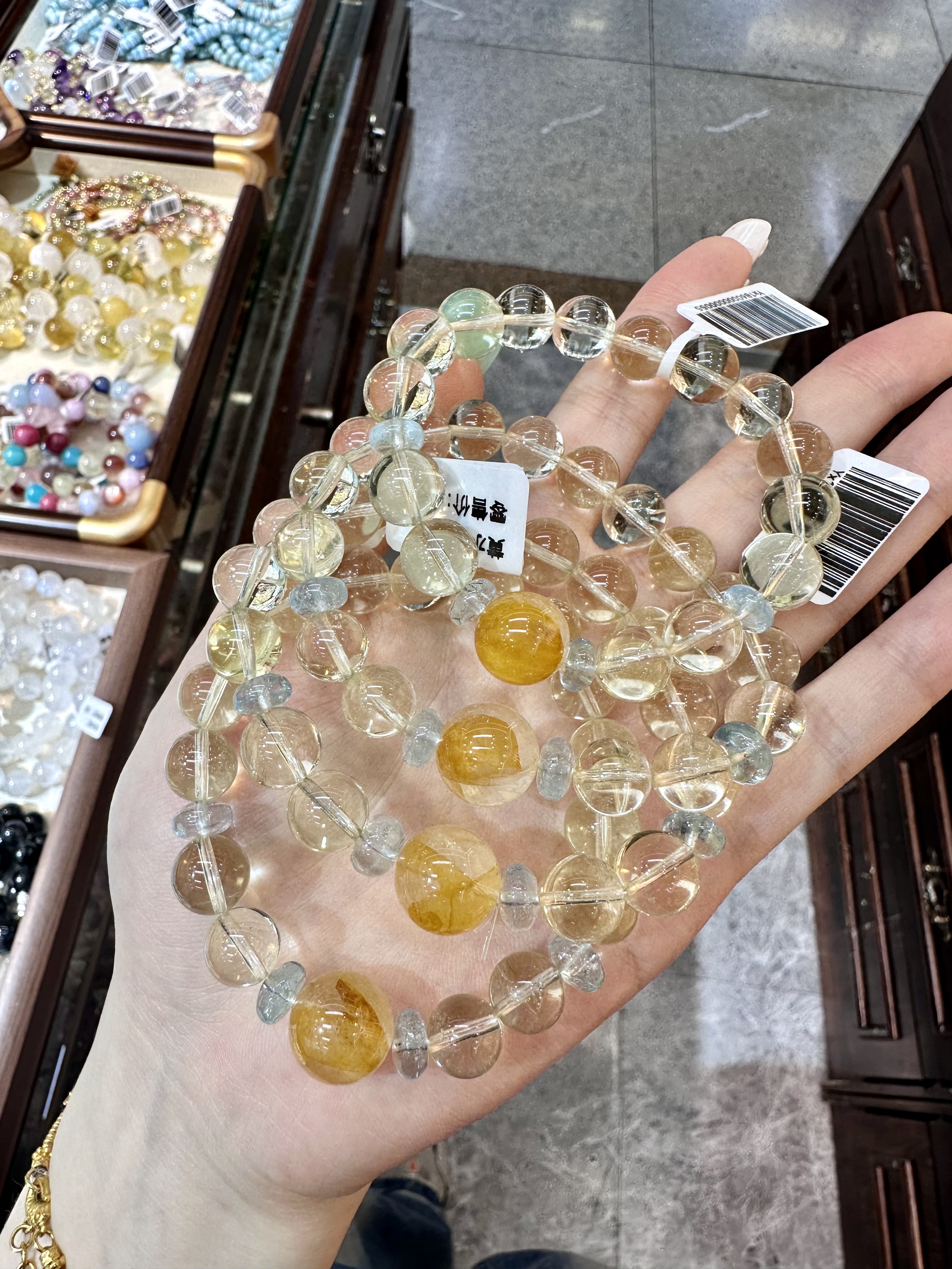 原创设计 天然水晶 黄水晶 黄胶花 托帕石 10.5mm 13.5mm详情图2