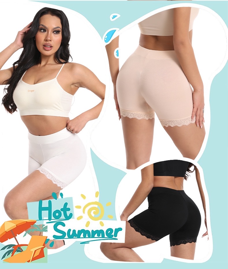 European and American cross-border large-sized safety pants, modal lace lace-trimmed tight shorts, anti-glare base layer and overweight underpants detail image 3