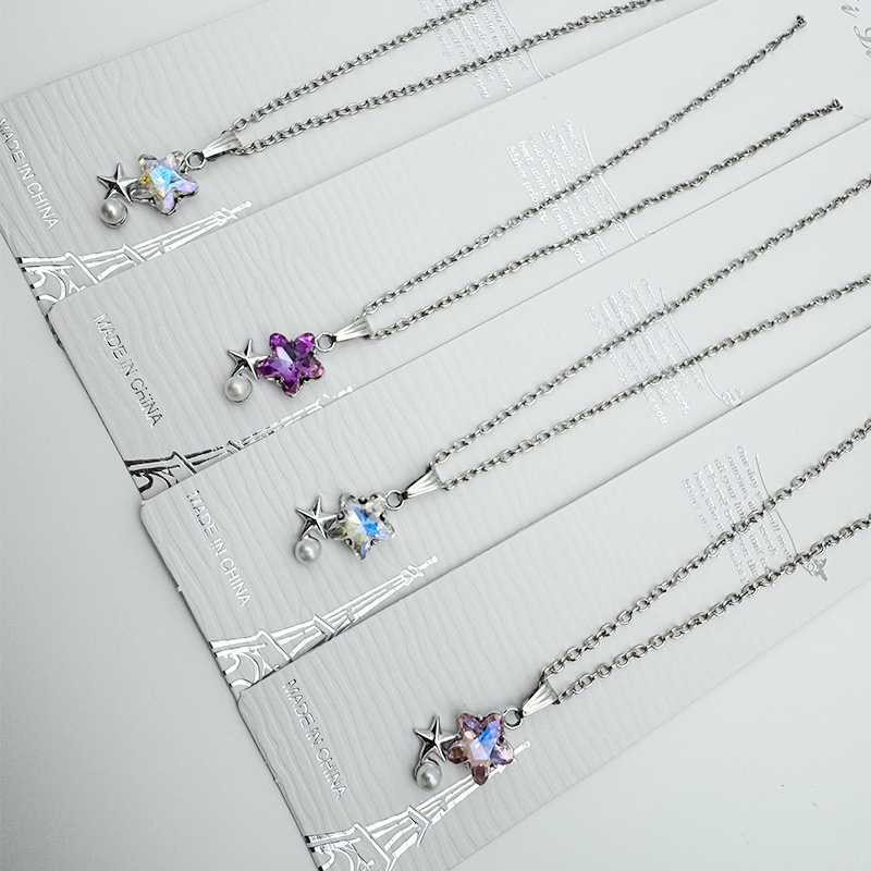 New star gradient pendant pendant accessory, women's fashion design pendant necklace, trendy accessory collarbone chain, pearl necklace details Picture