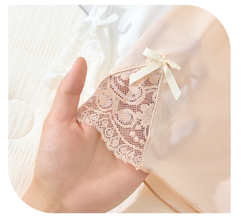 New summer ice silk safety pants for women, lace side bow base, short pants with floral edges that expose detail image 10