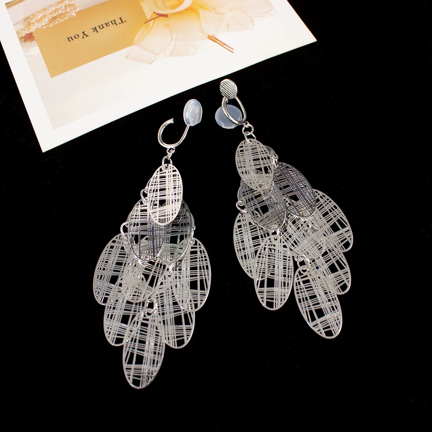 欧美风夸张银色镂空圆片气场大耳环长款圆脸显瘦冷淡风时尚耳饰女详情图6