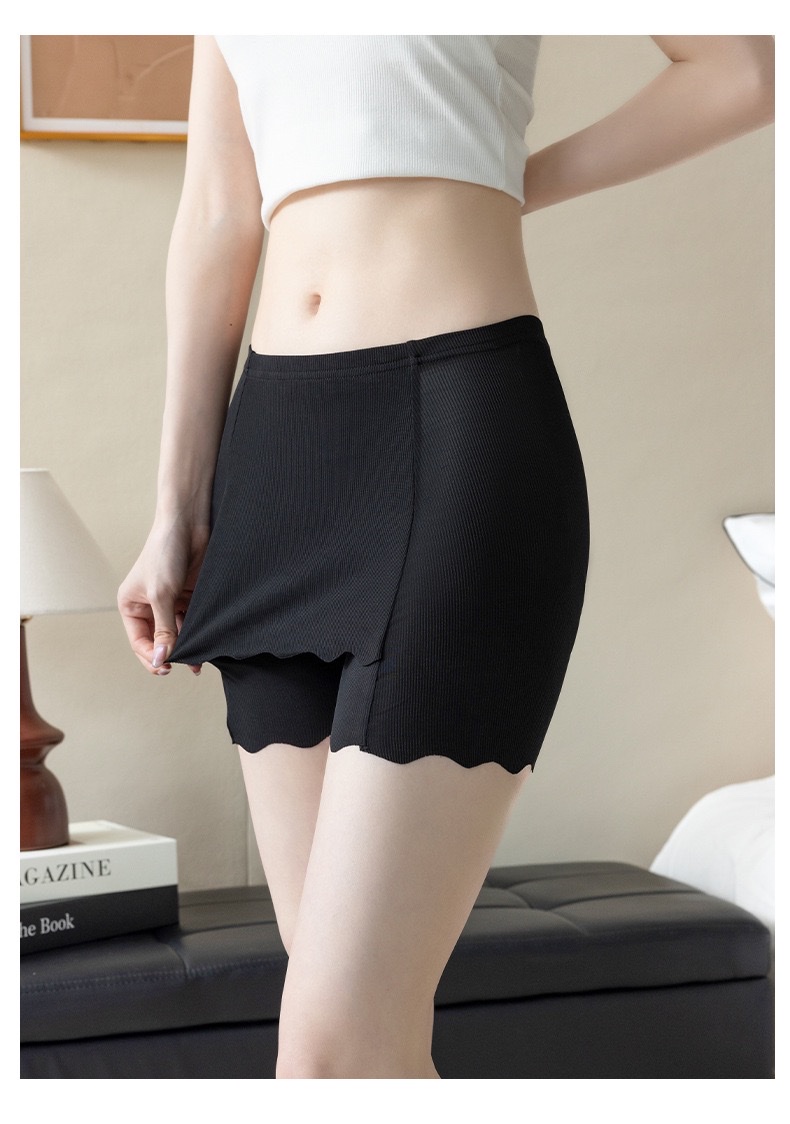 Ice silk double-layer safety pants for women to prevent exposure, summer thin, seamless, non-curled leggings, crop-covering safety shorts detail image 19