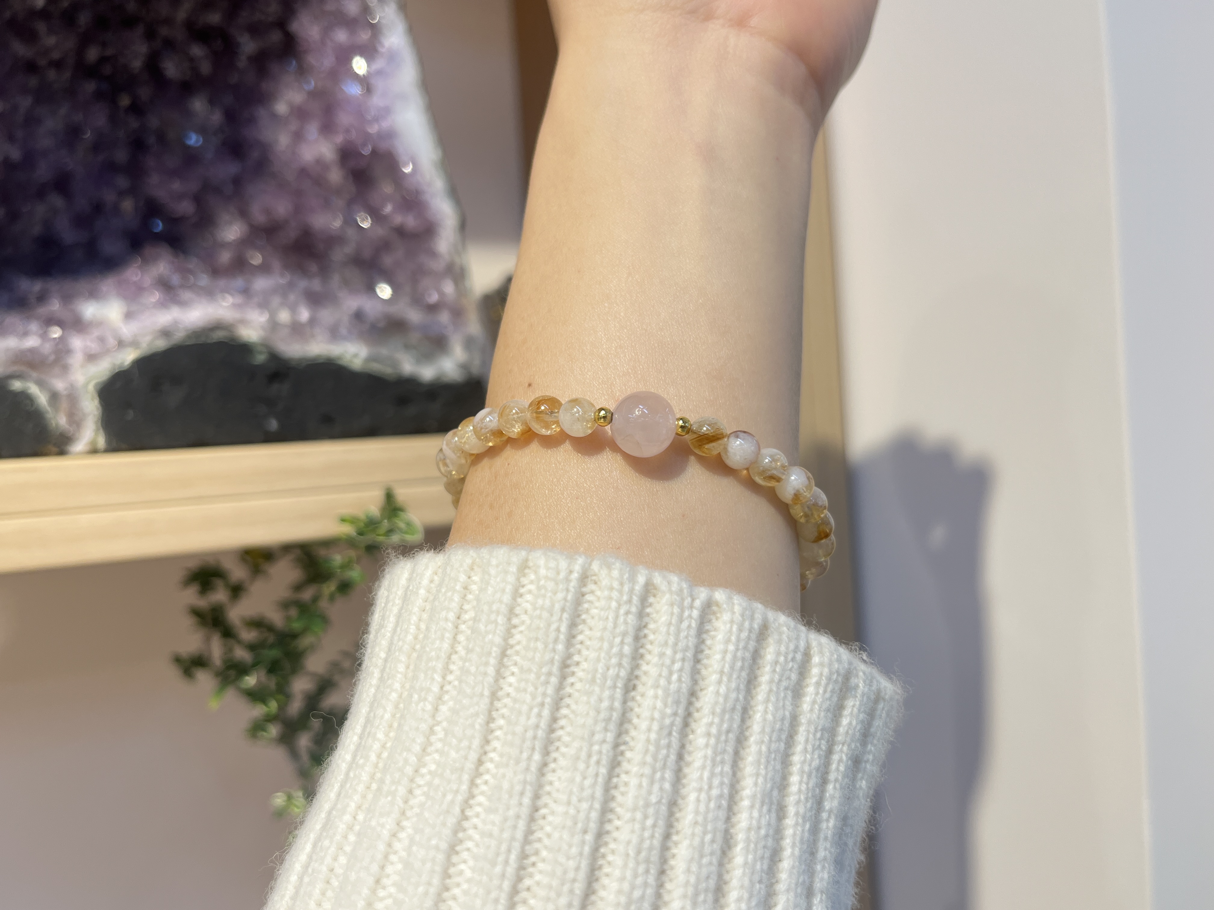 天然黄塔晶粉晶手链水晶手串文玩礼品礼物定制批发详情图7