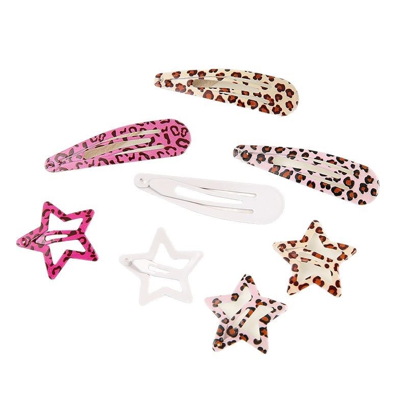 8 personalized feminine teardrop-shaped BB clips, colorful leopard print and zebra print hair clips, sweet and cool hair clips Application Scenario