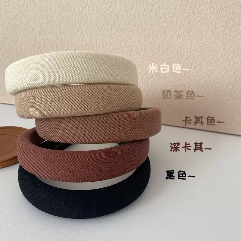 奶茶咖色系头箍时尚海绵发箍高颅顶发卡少女麻花珍珠发箍日韩发饰 发箍发箍产品图