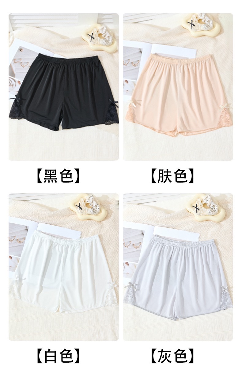 New summer ice silk safety pants for women, lace side bow base, short pants with floral edges that expose detail image 8
