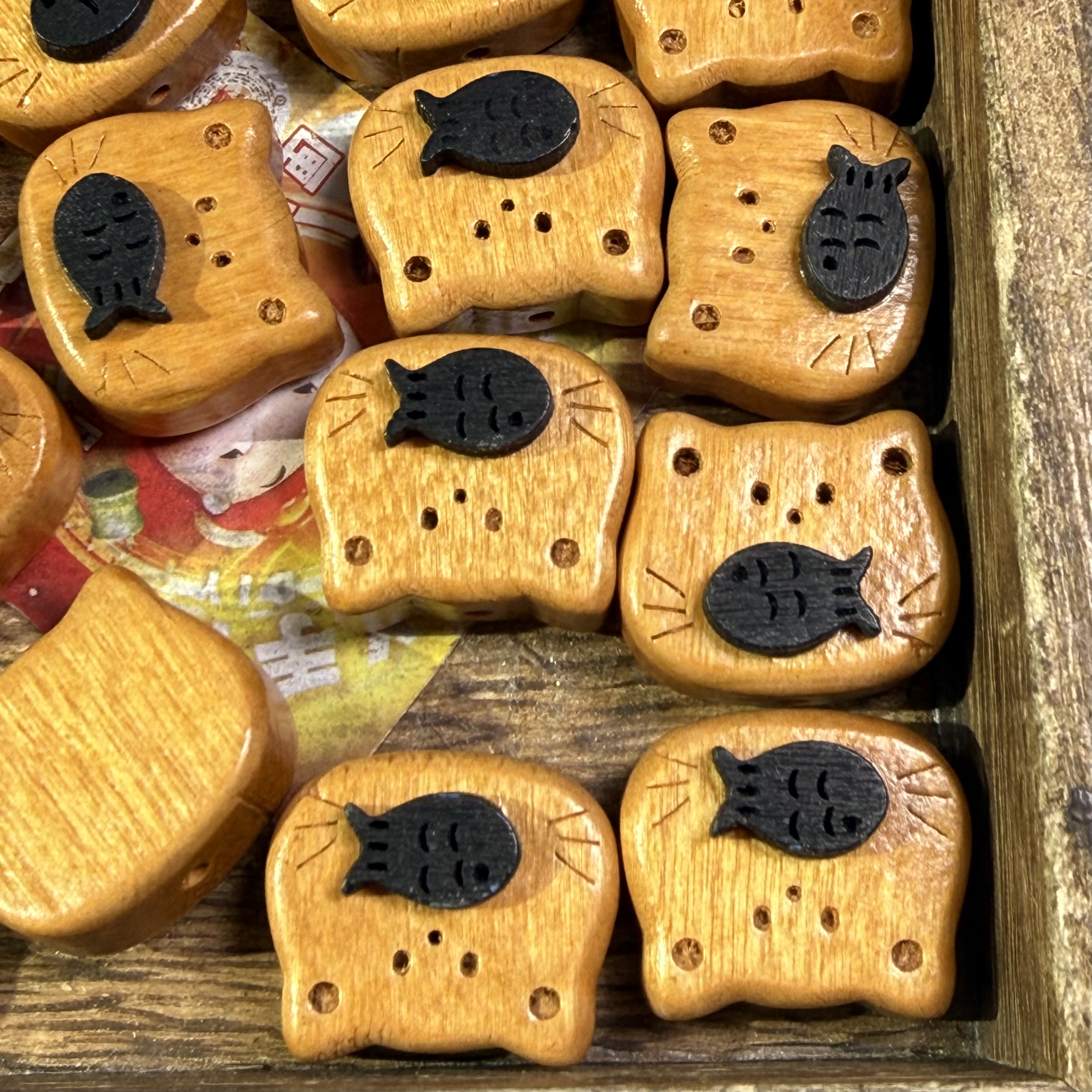 手工饰品配件DIY饰品小猫吃鱼榉木款新品配饰手机链手链项链直播抖音热门热销款新品